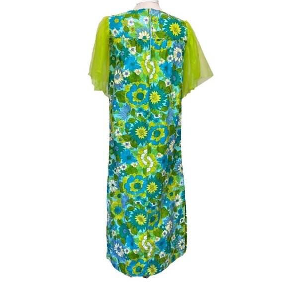 Vintage 60s 70s Mod Maxi Dress Empire Waist Tulle Net Sleeves Hand Made SMALL - Picture 13 of 13